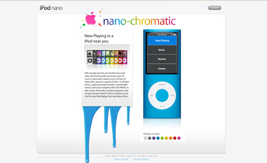  Website showcasing the new iPod nano.